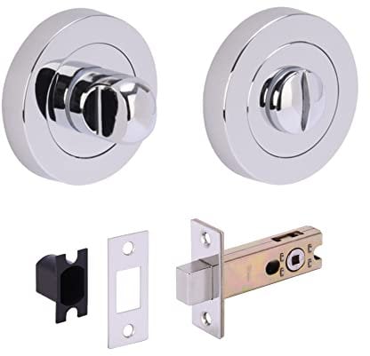 HANDLEZONE® Bathroom Toilet Door Thumb Turn and Release Deadbolt Kit - Polished Chrome - 76mm Bolt with 57mm Backset