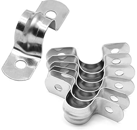 Uenhoy 50 Pcs 3/4 Stainless Steel Rigid Pipe Strap Clamps, M20 Two Hole Strap U Bracket Pipe Clamps Heavy Duty Conduit Clamps U-Shape Clamps for Conduit and Cables