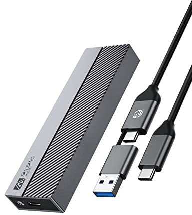 NVMe M.2 Gehäuse, USB3.1 GEN 2 10Gbit/s Übertragung, M.2 NVMe SSD-Gehäuse Adapter für 2230 2242 2260 2280 M.2 PCIe NVMe M-Key & M+B Key SSD mit Wärmeableitungspatch, Werkzeuglos, Unterstützt UASP/Trim