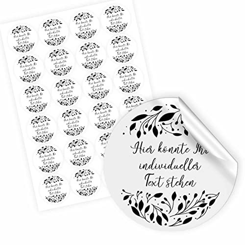 24 Stück Personalisierte Aufkleber - Personalisierte Aufkleber mit Wunschtext - 4,5 cm Runde Papieraufkleber Etiketten für Hochzeit, Taufe, Produkte, Geburtstag (Style 9)