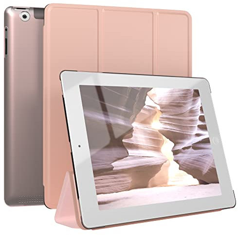 EAZY CASE - Schutzhülle für iPad 2 / iPad 3 / iPad 4 Hülle 9.7 Zoll Smart Cover Tablet Case Smartcase zum Aufstellen Klapphülle mit Standfunktion Sleep Wake Up Funktion Tasche Kunstleder Etui Rosa