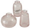 Dekovase im 3er Set aus Glas 3 Formen Oval, Flasche und Rund Tischdekoration Blumenvase - Rosa