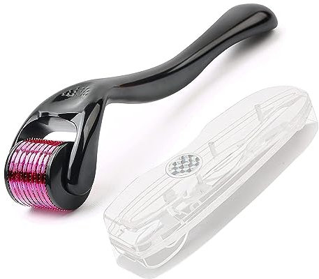 Dermaroller 0.5mm, Dermaroller Cabello, 540 Titanium Microneedle Roller, Rodillo Barba para el Rostro, Crecimiento del Pelo de la Barba, Dermaroller Facial Hombre y Mujer