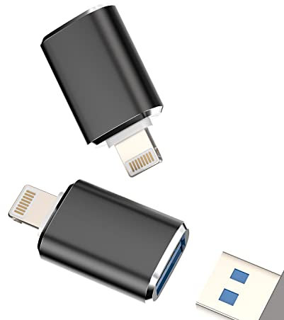 Adattatore da Lightning a USB (2Pack) iPhone OTG Tastiera USB Jack Lettore di schede fotocamera Lettore di schede Mouse compatibile con Apple 14 13 12 11 Pro Max Mini 8 7 Plus Ipad Flash Drive