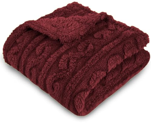 Homebliss Coperta Pile in Extra Morbido, Coperta Singolo Flanella Certificato Oeko-TEX®, Coperta Divano, Plaid Letto, Coperta Foulard, Copriletto, Copridivano (130 x 150 cm,Bordeaux)