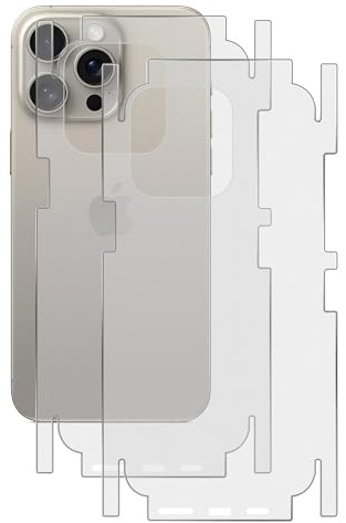 GIOPUEY [2 Pezzi Pellicola Protettiva Retro per iPhone 15 PRO, iPhone 15 PRO Retro Pellicola, TPU Morbido, Sottile, Consistenza Opaca, Bordo Protettivo - Translucent