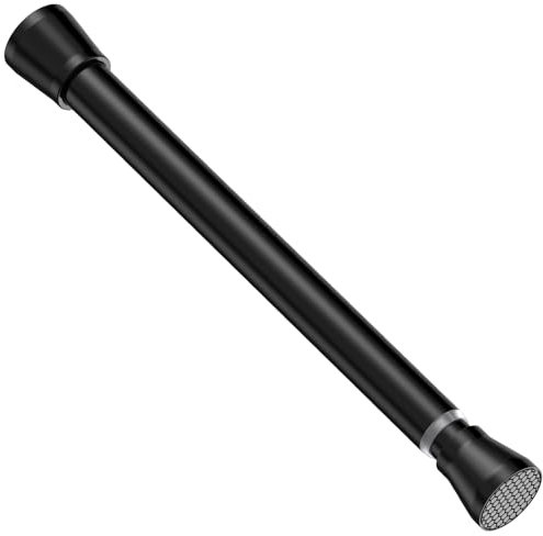 AIZESI Spring Tension Rod 16-28 Inches 1pcs,Black Adjustable Curtain Rods,Small Pressure Tension Rod,Strong Tension Curtain Rod,No Drilling Stainless Steel Small Extendable Spring Rods.