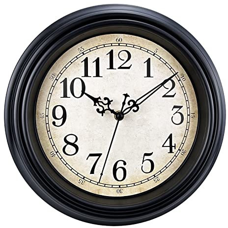 Plumeet Extra Große Wanduhr Klassisch 40.6cm, Ruhige Retro Wanduhr ohne Tickgeräusche für Wohnzimmer - Schlafzimmer - Batteriebetrieben (Schwarz)