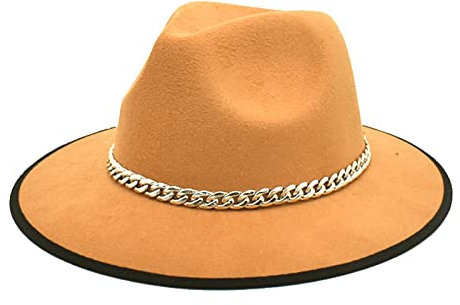 Fischerhut Kind Herbst und Winter Hut mit großer Krempe Mode Flacher Zylinder Herren und Damen Kette Woolen Woolen Jazz Warm Hat Fischerhut Bio (Brown, One Size)