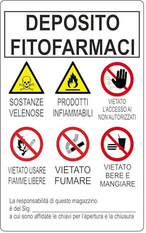 GLOBAL CARTELLO SEGNALETICO - deposito fitofarmaci - Adesivo Extra Resistente, Pannello in Forex, Pannello In Alluminio (30X42 CM, Alluminio)