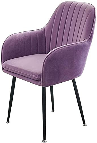EsEntL Samt-Küchen- und Esszimmerstühle, Metallbeine, Wohnzimmer-Eckstühle, weiches Kissen, Make-up-Stuhl (Farbe: Lila, Größe: Schwarze Beine)
