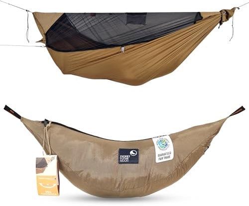 Hamac Parachute Pro - Rouge Bordeaux | Hamac extérieur 325 x 170 cm avec moustiquaire intégrée, mousquetons et Ridgeline pour Un Montage Rapide | Original Ticket to the Moon Depuis 1996