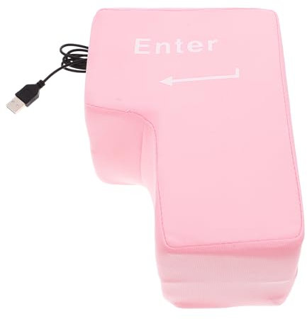 TOVINANNA Big Enter Key Animal Decor Desk Gadgets for Men Table Giant Buttons Big Enter Button Desk Enter Toys Adilt Toys Stuffed Animals Punchable Enter Key Office Gift Pink Cloth Laptop