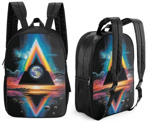 LBLmoney 3D-gedruckter Erd-Regenbogen-Prisma-Schulrucksack, doppelseitiges Buch, 17-Zoll-Taschen, modische Rucksäcke, große Kapazität, Rucksack für Kinder, Reiserucksäcke