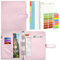 Mlife B5 Ring Binder Notebook Set - 9 Ring PU Leather Planner,5 PCS File Divider,45 Sheets B5 Loose Leaf Paper,Label Stickers,Index Tabs and Clear Cash Envelopes,Personal Organizer Binder（Pink）