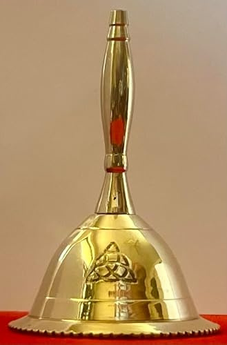 Indian Consigners Campanello a mano in ottone forte, 7,6 cm, per altare pendulam (Triquetra)
