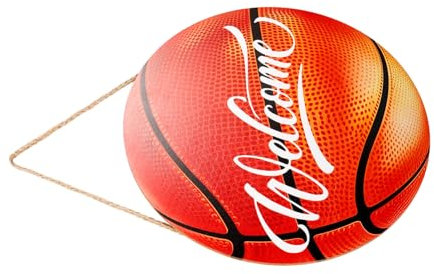 Alipis Basketball Outdoor Welcome Sign Decor for Boys Porch Door Decor Rustic Sports Welcome Sign