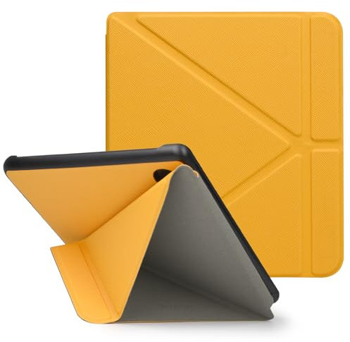 Tenano Coque Origami pour Kobo Libra Colour (Modèle : N428) Et Tolino Vision Colour 2024 avec Fonction Auto Veille/Réveil - Jaune