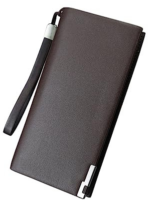 GALPADA Portefeuille Long Zippé pour Homme en PU, Porte-Cartes Grosse Capacité, Paquet De Rangement pour Téléphone, Style Moderne, Utilisation Bureau Et Voyage, Couleur Café, Format Long