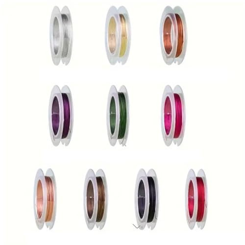 Qsvbeeqj Schmuck-Kupferdraht, bunte Schmuckperlen, Draht, Armband, Halskette, Haar-Accessoires, Bastelbedarf, Schmuckherstellung, 10 Stück