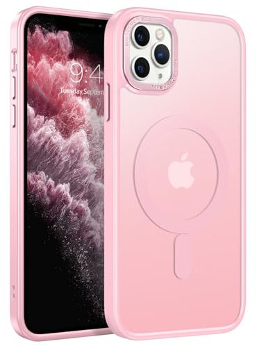 VENINGO Magnetica Cover per iPhone 11 Pro Max Custodia Compatibile con MagSafe Cover Traslucida Opaca Silicone Tpu Anti Impronte Digitali Custodia per iPhone 11 Pro Max 6,5 Pollice Rosa Tenue
