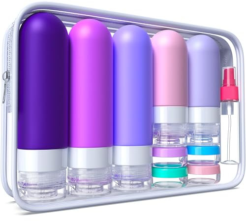 Reise Gadgets - 19 Stück Reiseflaschenset zum Befüllen: Silikon Reiseflaschen, Reiseset für Flüssigkeiten mit reisegrößen Behältern und leak-proof Travel Bottles - Reisebehälter für Flüssigkeiten