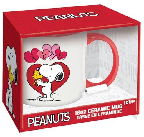 ICUP Peanuts XOXO Keramiktasse, 530 ml, offizielles Lizenzprodukt von Peanuts und Sammlerstücken