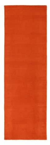 carpetfine handgefertigter Wollteppich Gabbeh Lola Läufer Orange 80x300 cm Weich, Hochwertig, Zeitlos | Teppichläufer für Gemütlichkeit & Eleganz im Wohnzimmer, Schlafzimmer und Flur