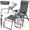 ELONEO Chaise de Camping Pliante avec Repose-Pieds Amovible - Chaise Longue Pliante Confortable en Aluminium avec Dossier Réglable pour Jardin et Balcon Gris