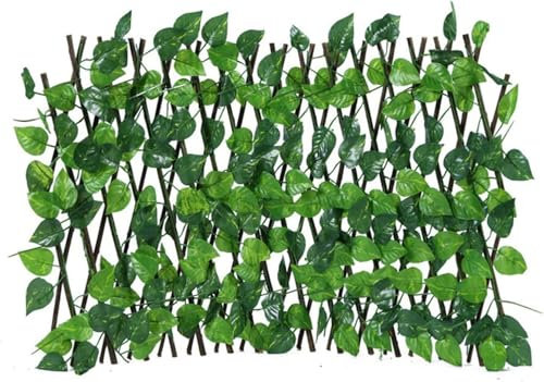 QYMDRION Künstlicher Efeu Sichtschutz, Ausziehbares Rankgitter Garten Sichtschutz Künstliche Efeu Blätter für Garten, Spalier, Blatthecke