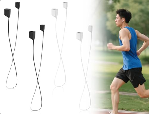 Emezddo 4 Stück Kopfhörer Halteband,Silikon Kabelloses Headset Strap,Weich Anti Verlust Band für Sport,Fitness,läuft,Reisen,Kompatibel mit Airpods Kopfhörer(Weiß,Schwarz)