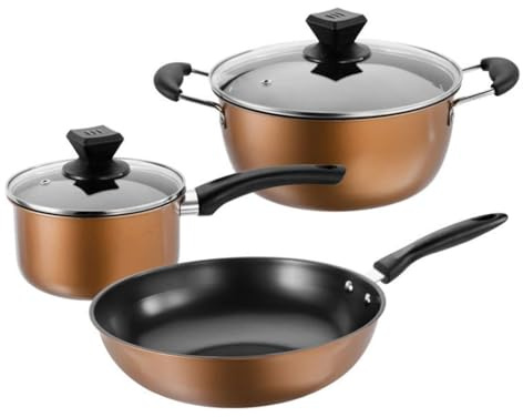 SLCHJX Pentola da Cucina da casa Set Tre Set di Riso Wok Wok zuppa pentola Tre Combinazioni