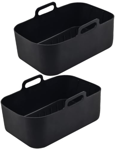 QUMIIRITY Silicone Baking Basket and Air Fryer Silicone Pots Compatible Dz201 Foodi 8qt Non-Stick Air Fryer Replaceable Liner Pads Black 2pcs Set for and Baking Supplies