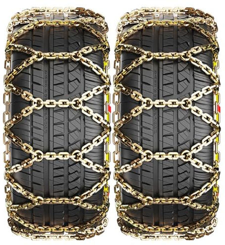 ENWYTE Schneeketten-Set (2 Stück) – Winterketten mit Profil einfache Montage Schnellverschluss tragbar und wiederverwendbar – Reifenketten Pkw Pickups und SUV(235/75 R15)