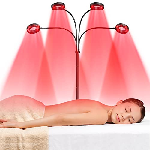 I-THERA-U Rotlichtlampe Gesicht für Körper - 72W Rotlichtlampe Infrarot Lampe Therapie, 660nm&850nm Wellenlänge Red Light Therapy für Schmerzlinderung und Erholung Einstellen, 0,76-2m Höhe, Metall