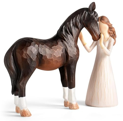 Engel Figur: Pferde, Geschenke für Mädchen Schutzengel Figur Schutzengel Statue, Handbemalter Schutzengel Figuren Geschenke für Frauen Geburtstag, Weihnachten, Häuser Deko, Ornament (Schwarz)