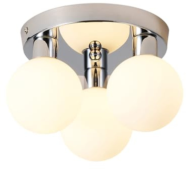 HAUSPRO Denver Chandelier Ceiling Lights Living Room, Modern LED Chrome 3-Lights G9 Silver,Flush Light Fittings Ceilings for Kitchen, Bed & Dining Room Office-Energy Class E