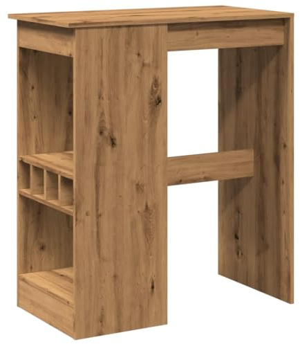 Générique Bartisch aus technischem Holz mit Flaschenhalter | Glatte Oberfläche, leicht zu reinigen, 4 integrierte Flaschenhalter, für Küche, Wohnzimmer, Esszimmer