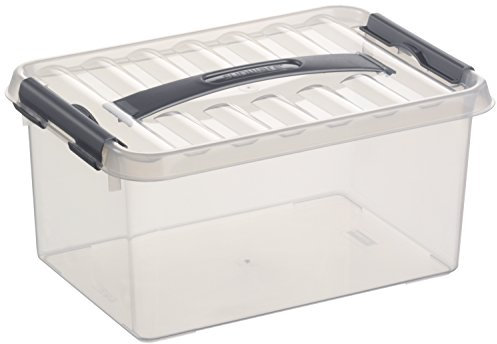Helit by H6160102-Aufbewahrungsbox The q-line 6 Liter mit Deckel transparent 1 Stück sunware Box 6l H6160102 mit Griff durchsichtig 200x300x140 mm
