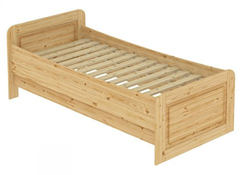Erst-Holz Seniorenbett extra hoch 90x200 Einzelbett Massivholz Kiefer Bett mit Rollrost 60.42-09