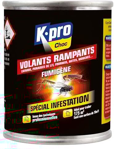 Kapo Fumigène Spécial Infestation Tous Insectes - 60 gr - Idéal pour Eliminer Tous les Insectes - Effet Radical et Longue Durée - pour 130m3