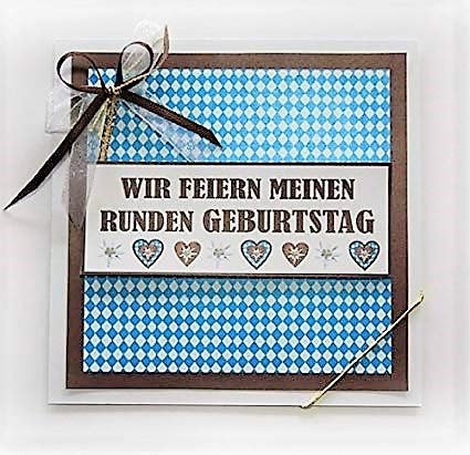 Kartenkunst 5x Einladungskarten Bayern zum RUNDEN Geburtstag *30./40./50./60./70./80./90./*Handmade*