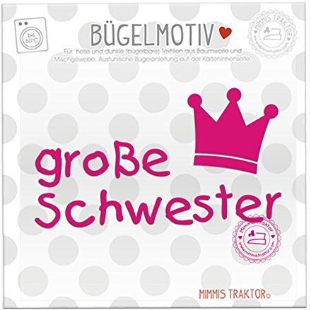 Bügelbild große Schwester + Krone PINK Flockfolie Aufbügler Applikationen Bügelsticker für Stoffe Textilien Kinder zum Aufbügeln Flicken