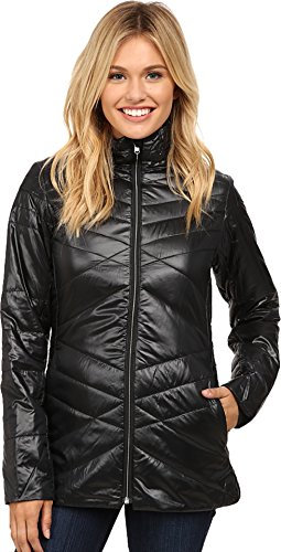 Spyder Damen Curve Lange Jacke, Schwarz/Silber, XS