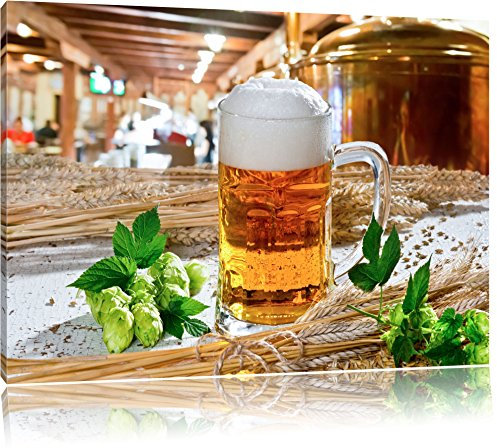 Pixxprint Deutsches frisches Bier, Größe: 80x60cm, Leinwandbild, fertig gespannt, Wandbild, Dekoration, Kunstdruck, kein Poster