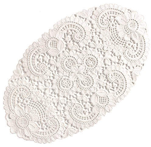 Plauener Spitze by Modespitze 10276_e_2545 Tischdecke Tosca, 25 x 45 cm oval, Creme