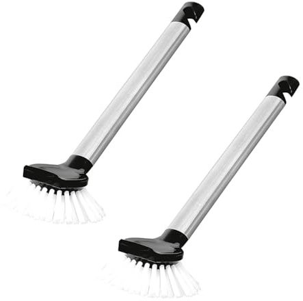Bürstenmann 775 11 Spülbürste, mit Edelstahlgriff und Nylonborsten, 27 cm lang, Silber/schwarz (2 Stück)