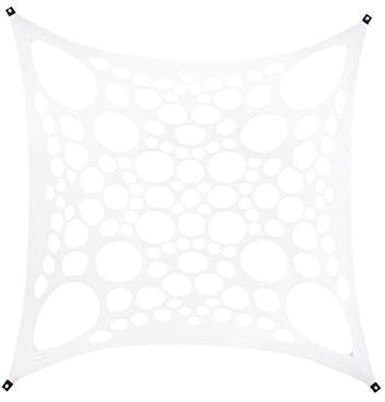 PSYWORK Schwarzlicht Segel Spandex | Space Flower | Weiß | 3 x 3m | UV-aktiv | Leuchtend | Wandtuch Wandbehang Stoff Neon Deko Party Tuch Tapestry Poster PSY Goa