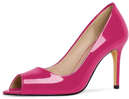 EDEFS Damen Slip On Pumps Stiletto Heel 3 Zoll Peep Toe Design Lackleder Ideal für Mode Hochzeit Braut & Party Anlässe