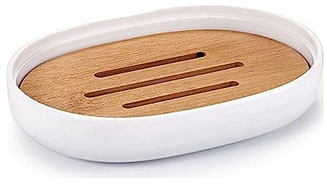 Porte Savon Blanc et Bambou